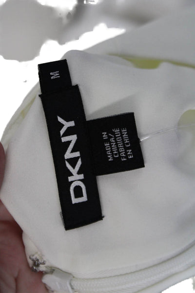 DKNY Womens Round Neck Sleeveless Asymmetrical Tassel Blouse White Size M