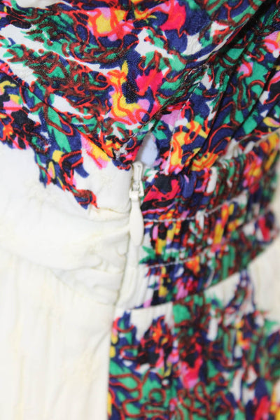 Ba&Sh Womens V Neck Long Sleeve Abstract Print Midi Dress Cream Size 6