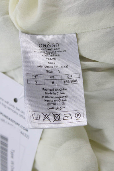 Ba&Sh Womens V Neck Long Sleeve Abstract Print Midi Dress Cream Size 6