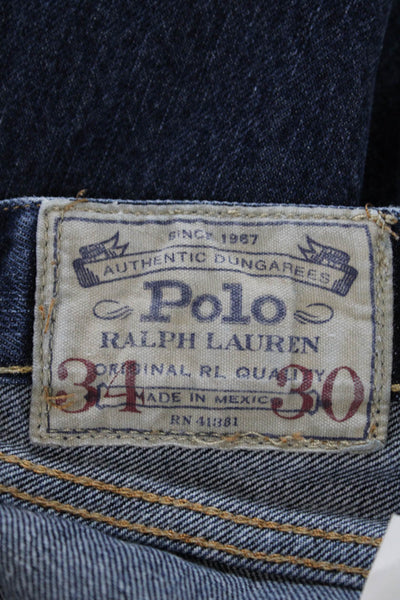 Polo Ralph Lauren Womens Cotton Dark Wash Straight Leg Jeans Blue Size 34