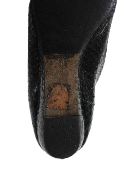 Loeffler Randall Womens Snakeskin Print Wedge Heel Knee High Boots Black Size 6.