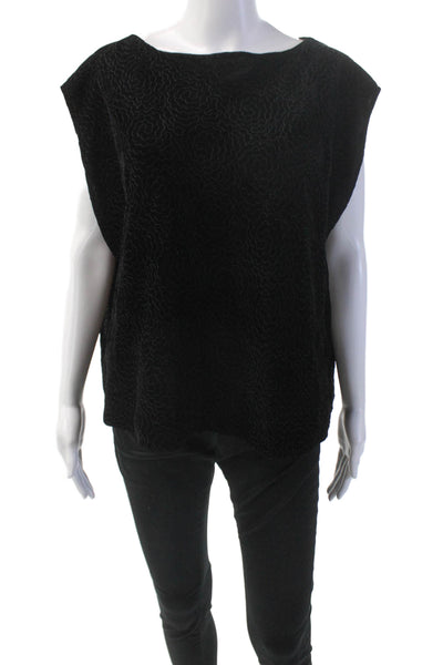 Shamask Womens Textured Sleeveless Scoop Neck Knit Tank Blouse Black Size 03