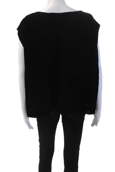 Shamask Womens Textured Sleeveless Scoop Neck Knit Tank Blouse Black Size 03
