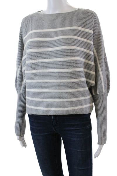 Joes Women's Dolman Sleeves Round Neck Pullover Sweater Gray Striped Size XS