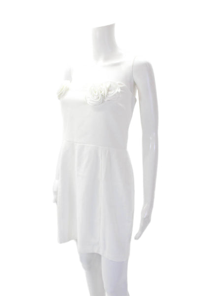 Amanda Uprichard Womens Floral Detail Strapless Zip Up Mini Dress White Size M