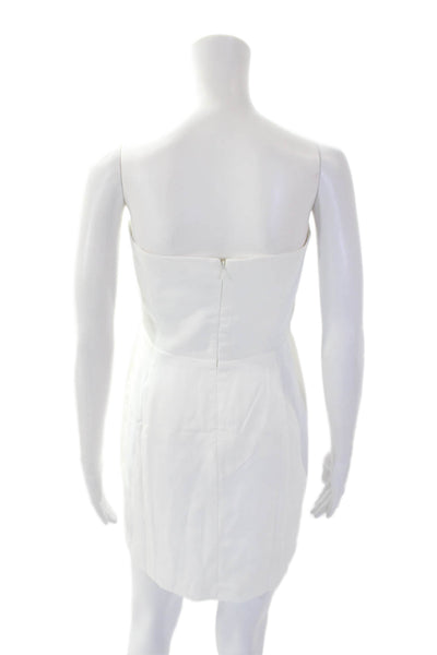 Amanda Uprichard Womens Floral Detail Strapless Zip Up Mini Dress White Size M