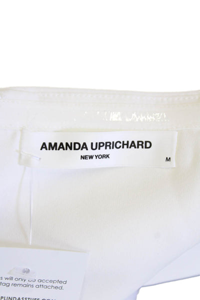 Amanda Uprichard Womens Floral Detail Strapless Zip Up Mini Dress White Size M