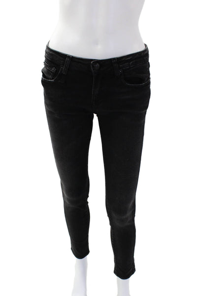 R13 Womens High Rise Kate Skinny Leg Jeans Raven Black Cotton Size 25