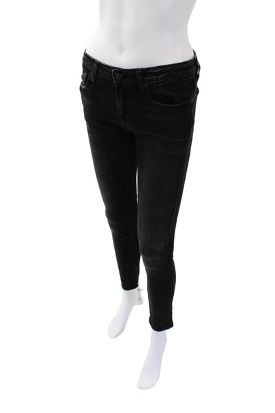 R13 Womens High Rise Kate Skinny Leg Jeans Raven Black Cotton Size 25