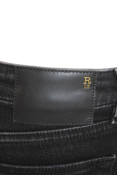 R13 Womens High Rise Kate Skinny Leg Jeans Raven Black Cotton Size 25