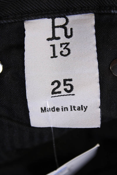 R13 Womens High Rise Kate Skinny Leg Jeans Raven Black Cotton Size 25