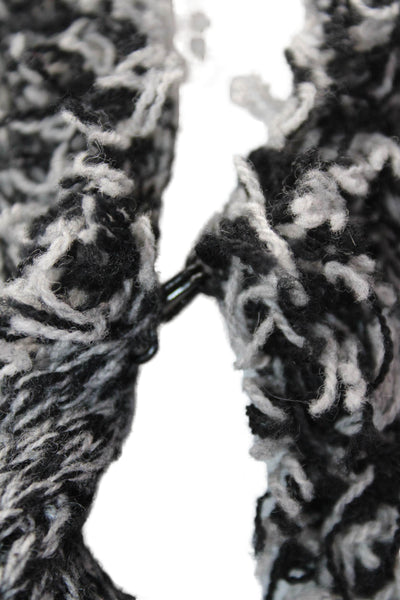 Max And Moi Womens Woven Knit Cardigan Sweater Gray Black Wool Size EUR 36