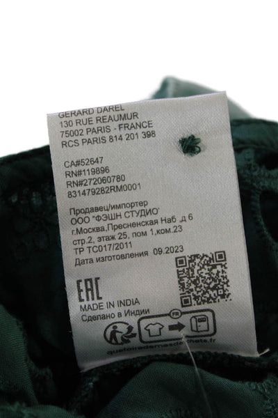 Gerard Darel Women's Short Sleeves Round Neck Eyelet Blouse Green Ombre Size 2