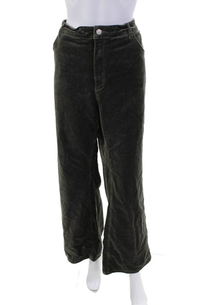 Pilcro and the Letterpress Anthropologie Womens Cotton Flare Pants Green Size 20