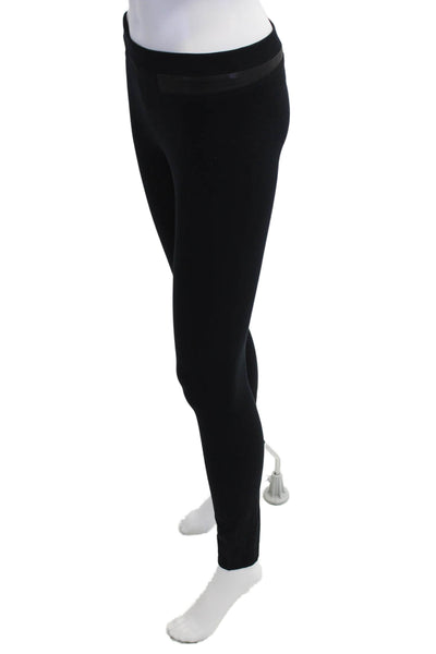 Helmut Lang Womens High Waisted Leather Panel Casual Leggings Black Size P