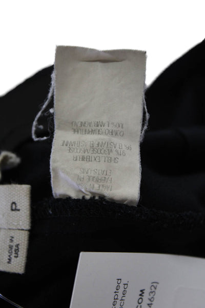 Helmut Lang Womens High Waisted Leather Panel Casual Leggings Black Size P