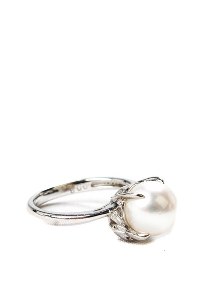 Designer Womens 900 Platinum Cultured 9mm True South Sea Pearl + Diamond Accent
