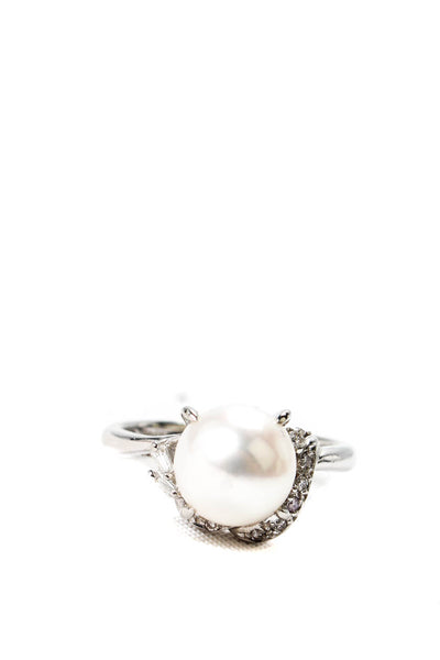 Designer Womens 900 Platinum Cultured 9mm True South Sea Pearl + Diamond Accent