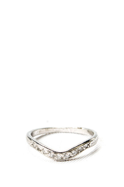 Designer Womens 900 Platinum Diamond Accent Curved Band Size 4.5 2.1g ~0.12CTW