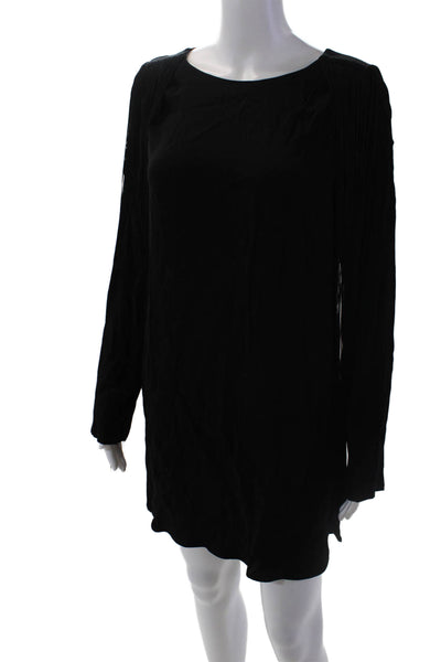 Twelfth Street by Cynthia Vincent Womens Long Sleeves Fringe Dress Black Size Me