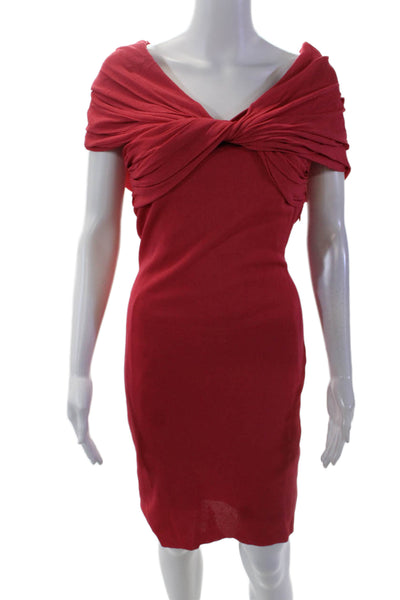 Giambattista Valli Womens Short Sleeves V Neck Body Con Dress Pink Size Small