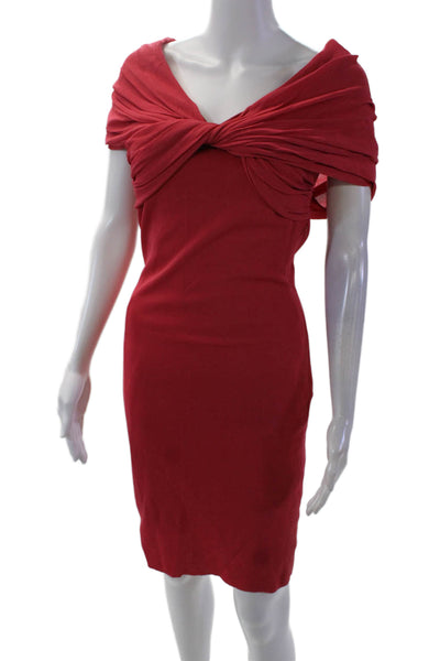 Giambattista Valli Womens Short Sleeves V Neck Body Con Dress Pink Size Small