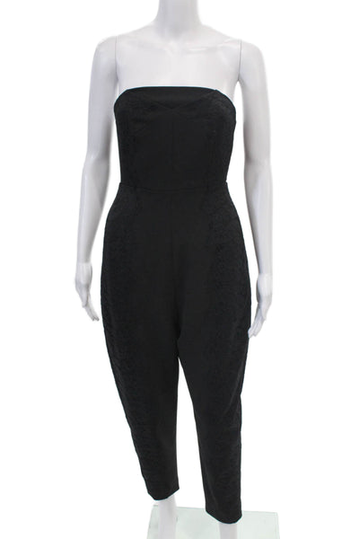 Whistles Womens Floral Lace Panel Detail Strapless Zipped Jumpsuit Black Size 2