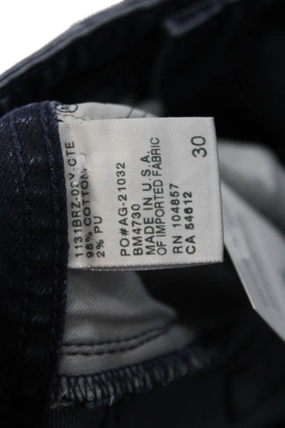 AG Women's Button Closure Dark Wash Five Pocket Straight Leg Denim Pants Size 30