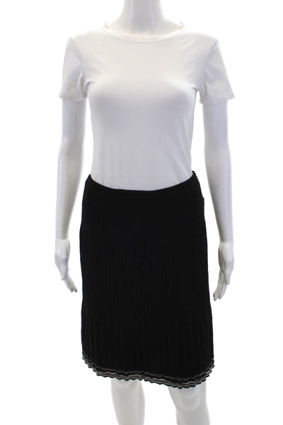 Missoni Womens Wool Pleated Knit Elastic Waist Mini Skirt Black Size EUR 44