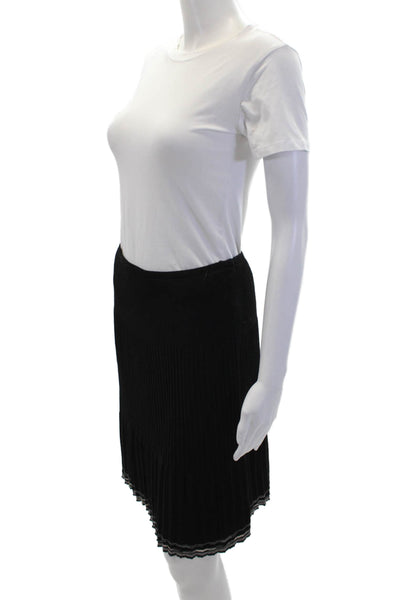 Missoni Womens Wool Pleated Knit Elastic Waist Mini Skirt Black Size EUR 44