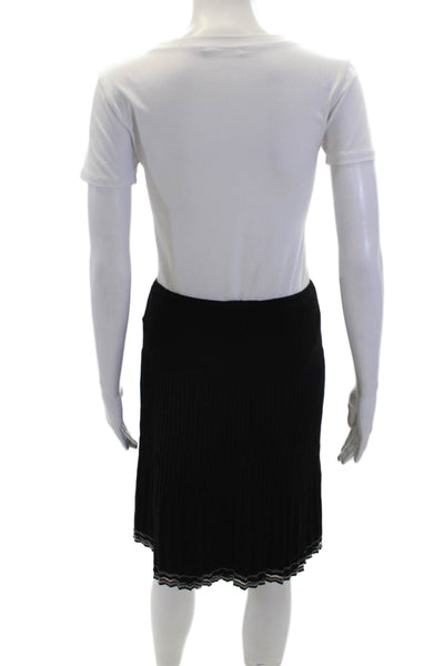 Missoni Womens Wool Pleated Knit Elastic Waist Mini Skirt Black Size EUR 44
