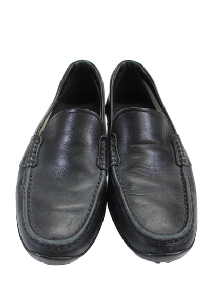 Tods Mens Leather Slip On Loafer Shoes Solid Black Size 7.5