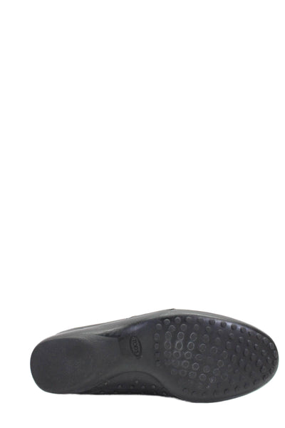 Tods Mens Leather Slip On Loafer Shoes Solid Black Size 7.5