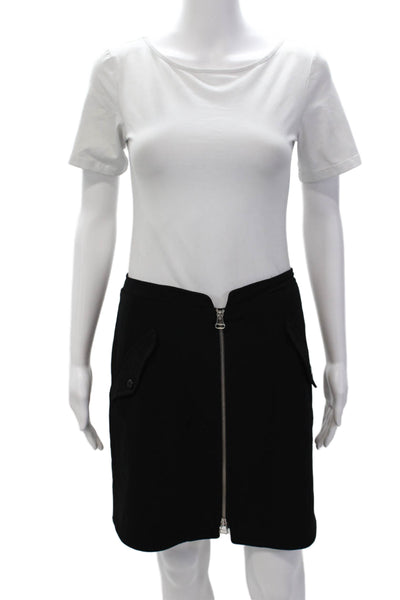 Rag & Bone Womens Zippered Casual Straight Mini Skirt Solid Black Size 4