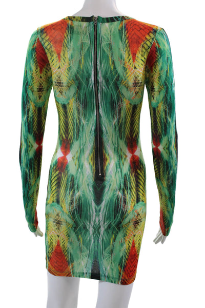 Torn by Ronny Kobo Womens Abstract Print Long Sleeve Bodycon Dress Green Size S