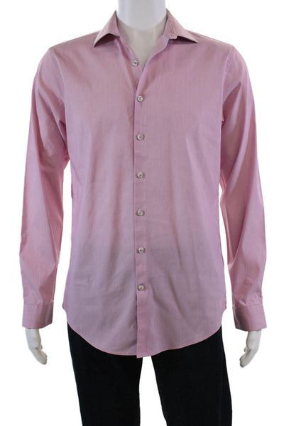 Kenneth Cole Reaction Button Down Slim Fit Dress Shirt Pink Size 34/35 15.5