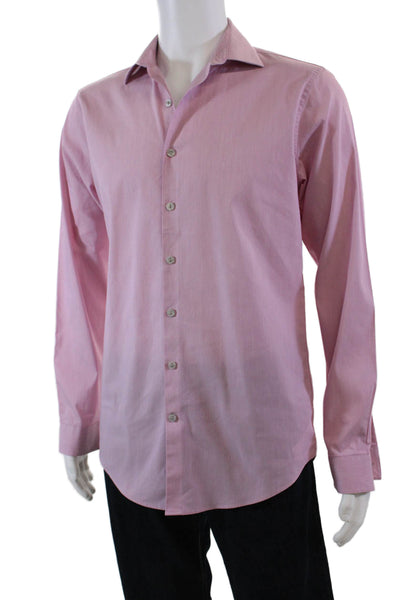 Kenneth Cole Reaction Button Down Slim Fit Dress Shirt Pink Size 34/35 15.5