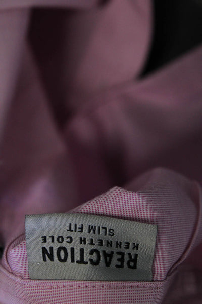 Kenneth Cole Reaction Button Down Slim Fit Dress Shirt Pink Size 34/35 15.5