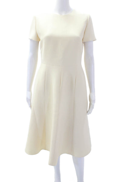 Christian Dior Womens Back Zip Short Sleeve Crew Neck A Line Dress White Size 6