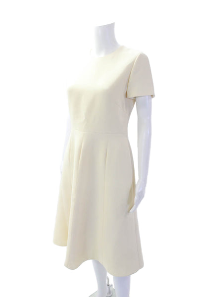 Christian Dior Womens Back Zip Short Sleeve Crew Neck A Line Dress White Size 6