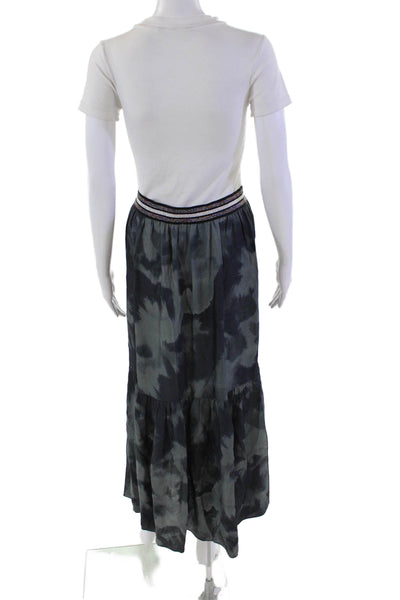 Tutu & Lilli Womens Metallic Waistband Side Slit Tie Dyed Skirt Gray Navy Small