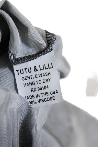Tutu & Lilli Womens Metallic Waistband Side Slit Tie Dyed Skirt Gray Navy Small