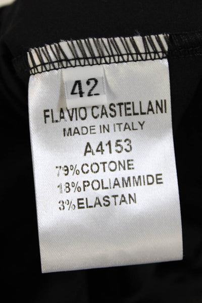 Flavio Castellani Womens Cotton Floral Print Lace Trim Mini Dress Black Size 42