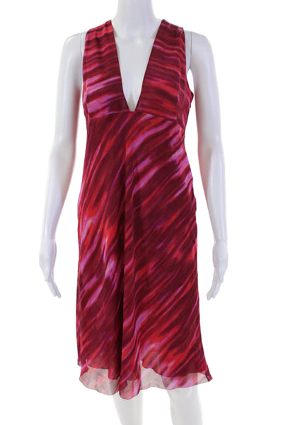 Antonio Fusco Womens Silk Abstract Printed Tied Back Sheath Dress Red Size 46