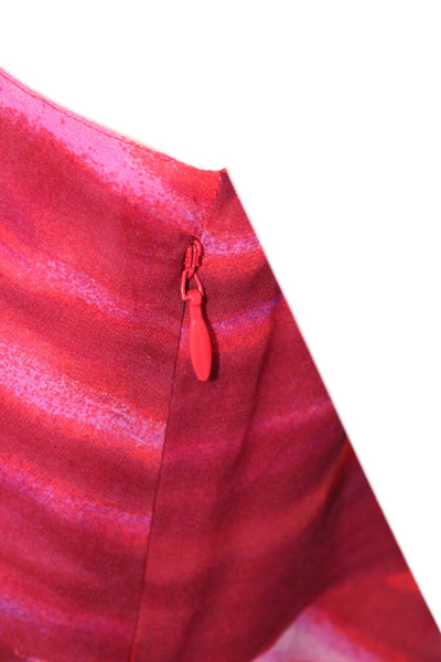 Antonio Fusco Womens Silk Abstract Printed Tied Back Sheath Dress Red Size 46