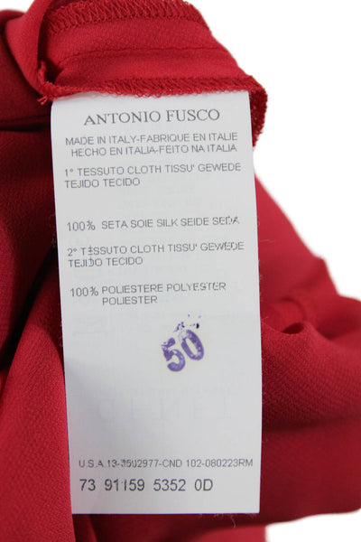 Antonio Fusco Womens Silk Abstract Printed Tied Back Sheath Dress Red Size 46