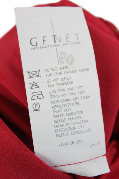 Antonio Fusco Womens Silk Abstract Printed Tied Back Sheath Dress Red Size 46