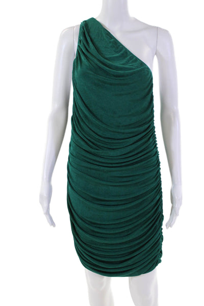 Lioness Womens Ruched One Shoulder Body Con Dress Green Size Extra Large
