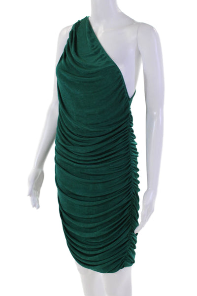Lioness Womens Ruched One Shoulder Body Con Dress Green Size Extra Large