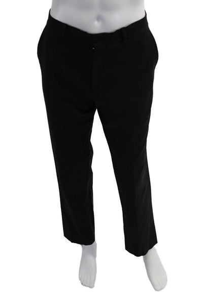 Paul Smith Mens Cotton Zip Button Plaid Dress Pants Black Size EUR 34